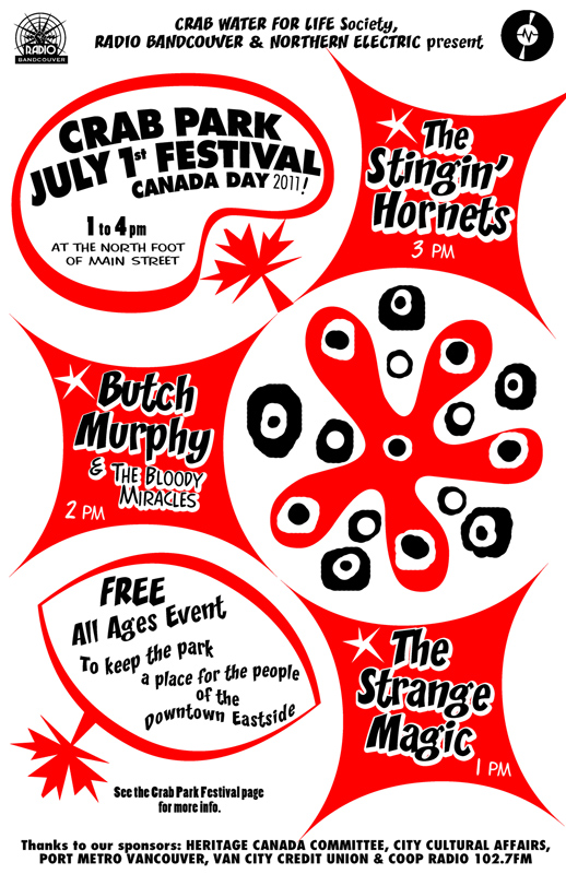 Crab Park July 1st Festival: The Stingin' Hornets, Butch Murphy & The Bloody Miracles, The Strange Magic @ Crab Park @ Portside - Jul 01, 2011