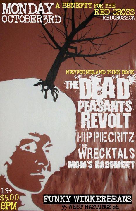 Red cross benefit: dead peasants revolt, Hippiecritz, The Wrecktals, moms basement @ Funky Winker Beans Oct 3 2011 - May 6th @ Funky Winker Beans