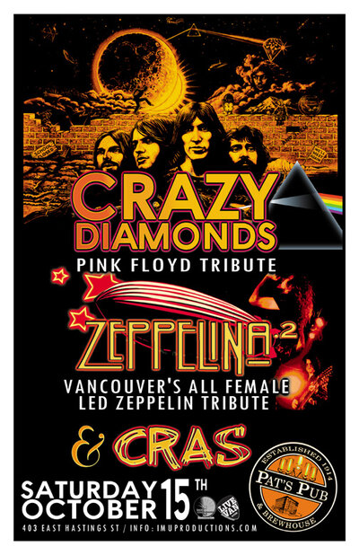 Crazy Diamonds,  ZEPPELINA.2, CRAS @ Pat's Pub Dec 31 1969 - May 7th @ Pat's Pub
