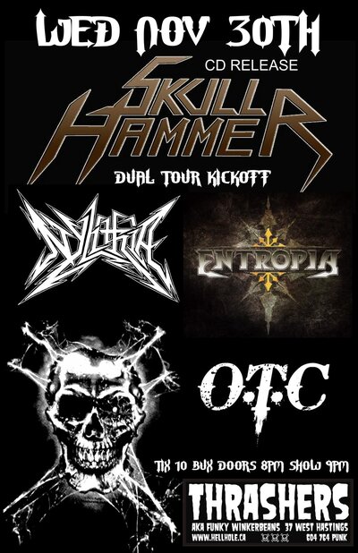 SKULLHAMMER, Nylithia, Entropia, Over the Coals @ Funky Winker Beans Nov 30 2011 - May 6th @ Funky Winker Beans