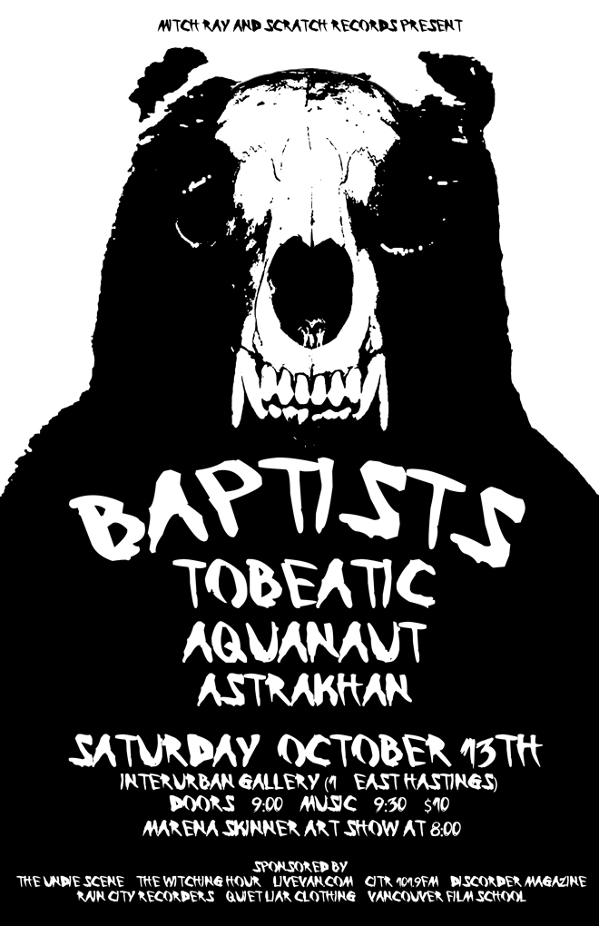 Baptists , TOBEATIC, aquanaut, Astrakhan @ Interurban Gallery Oct 13 2012 - May 18th @ Interurban Gallery