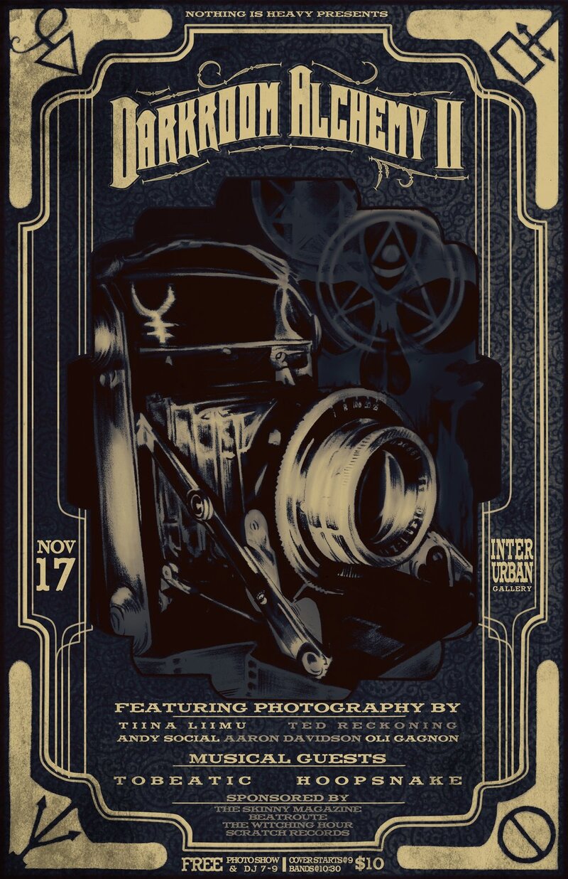 Darkroom Alchemy Photo Show 2, TOBEATIC, HOOPSNAKE, Chapel @ Interurban Gallery Nov 17 2012 - May 12th @ Interurban Gallery