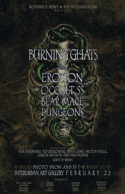Burning Ghats, Erosion, Occult SS, Bear Mace, Dungeons @ Interurban Gallery Feb 22 2013 - May 6th @ Interurban Gallery