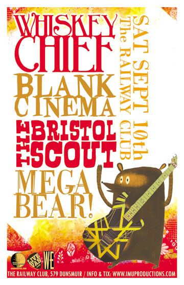 LATE SHOW: PSYCH INDIE ROCK'N'ROLL!: Whiskey Chief, Blank Cinema, The Bristol Scout, Megabear!! @ Railway Club Sep 10 2011 - May 8th @ Railway Club