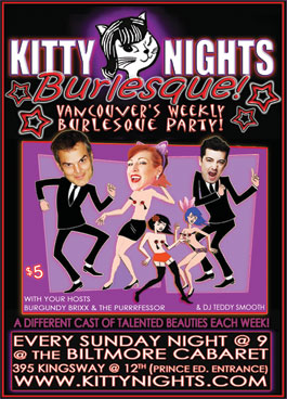 Kitty Nights Burlesque featuring: Burgundy Brixx , And Guests @ The Biltmore Cabaret - Jan 09, 2011