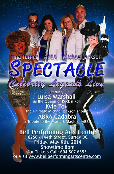 Tina Turner Tribute Show, ABRA Cadabra, Kyle Toy as Michael Jackson @ Bell Performing Arts Centre Dec 31 1969 - May 7th @ Bell Performing Arts Centre