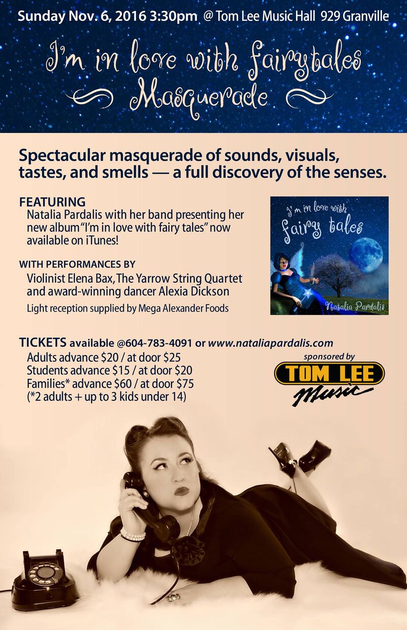 I'm in Love with Fairytales Masquerade: Natalia Pardalis, The Yarrow Quartet , Elena Bax  @ Tom Lee Music Nov 6 2016 - May 6th @ Tom Lee Music