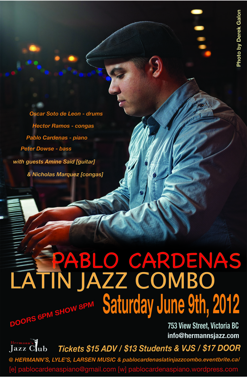An evening of Latin Jazz and Afro-Cuban rhythms with Pablo Cardenas and his Latin Jazz Combo.: Pablo Cardenas, Peter Dowse, Hector Ramos, Oscar 'Soto' de Leon, Amine said, Nicholas Marquez @ Hermann's Jazz Club Jun 9 2012 - May 14th @ Hermann's Jazz Club