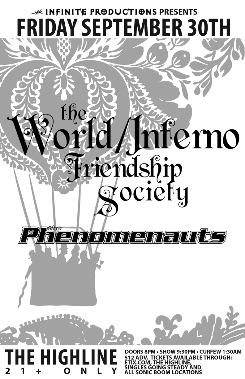 World Inferno Friendship Society, The Phenomenauts @ Highline Sep 30 2011 - May 8th @ Highline