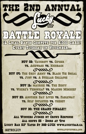 The 2nd Annual Battle Royale! (Night IV): Another Day Lived, Fableway, SELF INFLICTED, theset @ Lucky Bar Nov 23 2004 - May 8th @ Lucky Bar