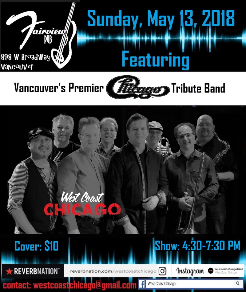 Chicago Tribute Band: West Coast Chicago @ Fairview Pub May 13 2018 - May 6th @ Fairview Pub