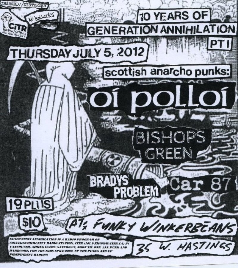 OI POLLOI, Bishops Green, BRADYS PROBLEM, Car 87 @ Funky Winker Beans Jul 5 2012 - May 7th @ Funky Winker Beans