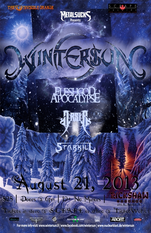 Wintersun, Fleshgod Apocalypse, Arsis, Starkill @ Rickshaw Theatre Aug 21 2013 - May 6th @ Rickshaw Theatre