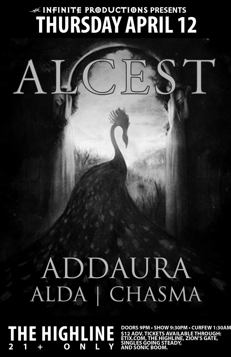 Alcest, Addaura, Alda @ Highline Apr 12 2012 - May 20th @ Highline