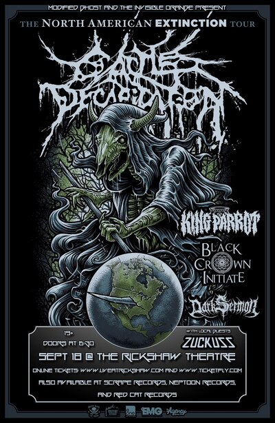 Cattle Decapitation, King Parrot, Black Crown Initiate, Dark Sermon, Zuckuss @ Rickshaw Theatre Sep 18 2015 - May 9th @ Rickshaw Theatre