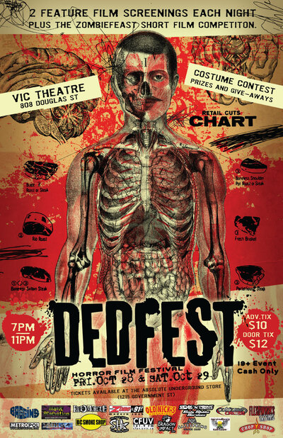 DEDfest Horror Film Festival - Day 2: Feature Films and Short Film Competiton, monster Brawl @ 7pm, Lucio Fulci's ZOMBIE @ 9pm, Costume Contest, Prizes and Give-Aways @ Vic Theatre Oct 29 2011 - Jun 6th @ Vic Theatre