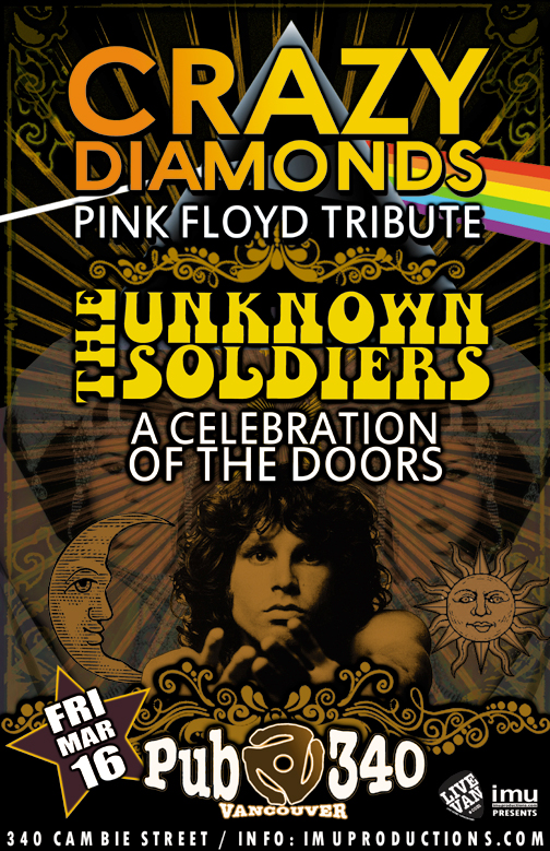 Psychedelic Rock'n'Roll Bash!: Crazy Diamonds, The Unknown Soldiers @ Pub 340 Mar 16 2018 - May 8th @ Pub 340