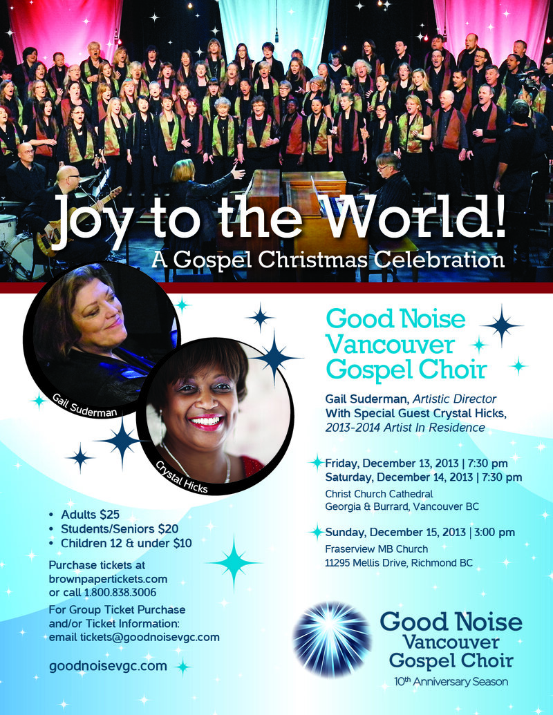 "Joy To The World"  A Christmas Gospel Celebration: Good Noise Vancouver Gospel Choir @ Christ Church Cathedral Dec 14 2013 - May 7th @ Christ Church Cathedral