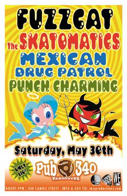 SKA-SURF DANCE MADNESS! w/: Fuzzcat, The Skatomatics, Mexican Drug Patrol, Punch Charming @ Pub 340 May 30 2009 - May 8th @ Pub 340