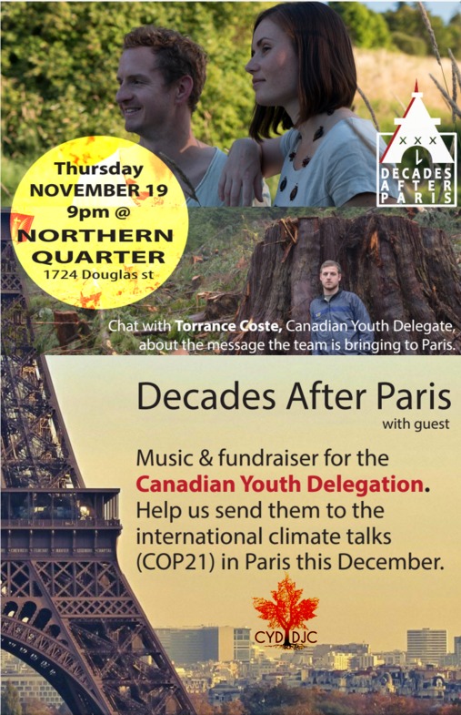 Musical Fundraiser for the Canadian Youth Delegation to Paris @ Northern Quarter - Nov 19, 2015