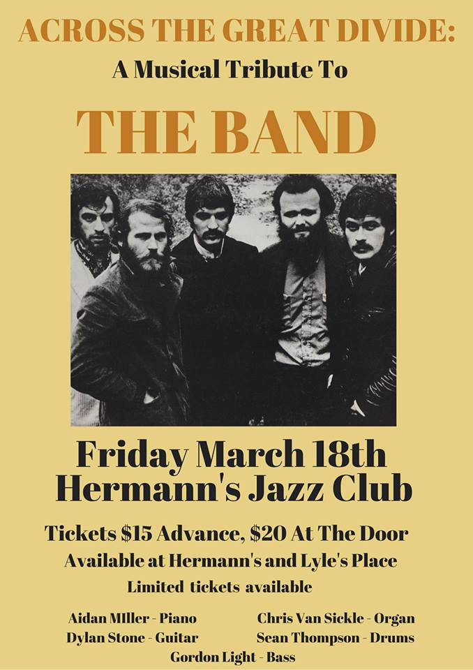 Across the Great Divide  (A Tribute to the Band) @ Hermann's Jazz Club Mar 18 2016 - Jun 6th @ Hermann's Jazz Club