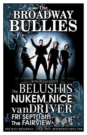 The Broadway Bullies, NUKEM NICE , The Belushis, Van Driver @ Fairview Pub Dec 31 1969 - May 7th @ Fairview Pub
