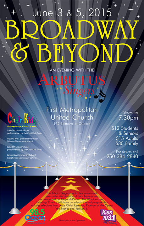 Broadway and Beyond by: Arbutus Singers Choir @ United Commons (First Metropolitan United Church) Jun 3 2015 - Jun 16th @ United Commons (First Metropolitan United Church)