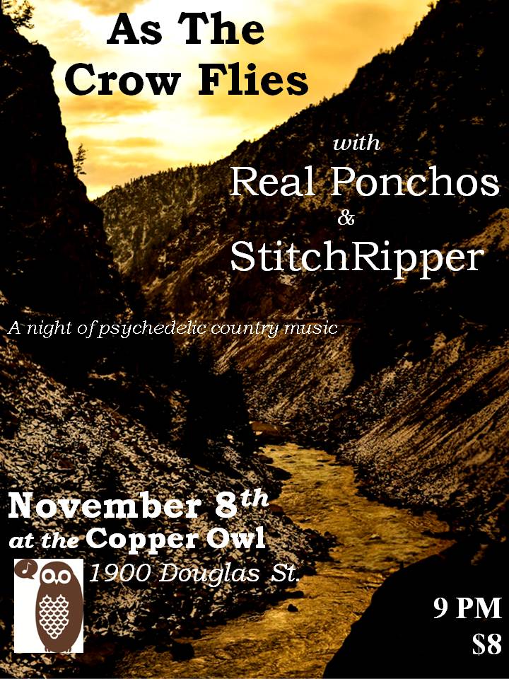 The Real Ponchos, As The Crow Flies, StitchRipper @ Copper Owl Nov 8 2013 - May 7th @ Copper Owl
