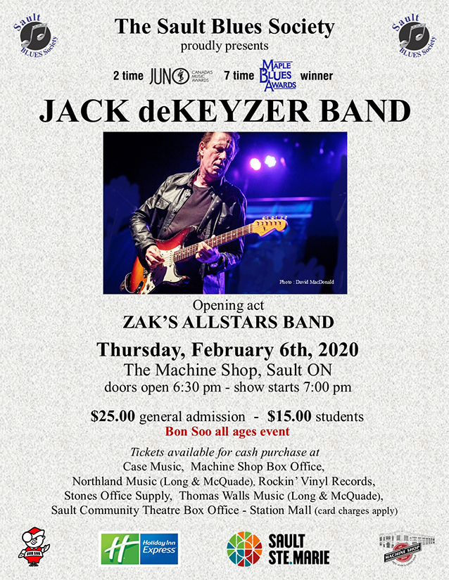 Jack DeKeyzer Band: Jack de Keyzer, Zak's All Stars @ The Machine Shop - Feb 06, 2020