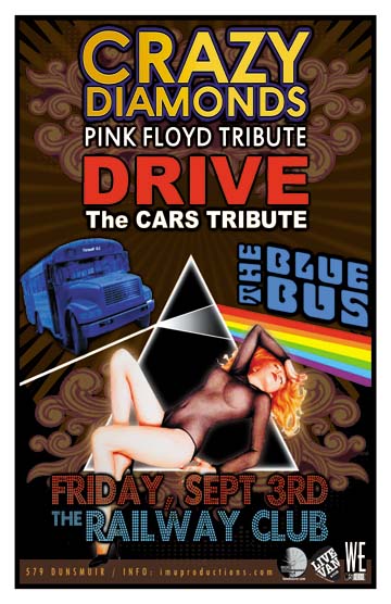 DRIVE Cars Tribute w/ CRAZY DIAMONDS Pink Floyd Tribute & The BLUE BUS: DRIVE The Cars Tribute, Crazy Diamonds, The BLUE BUS @ Railway Club Sep 3 2010 - May 8th @ Railway Club