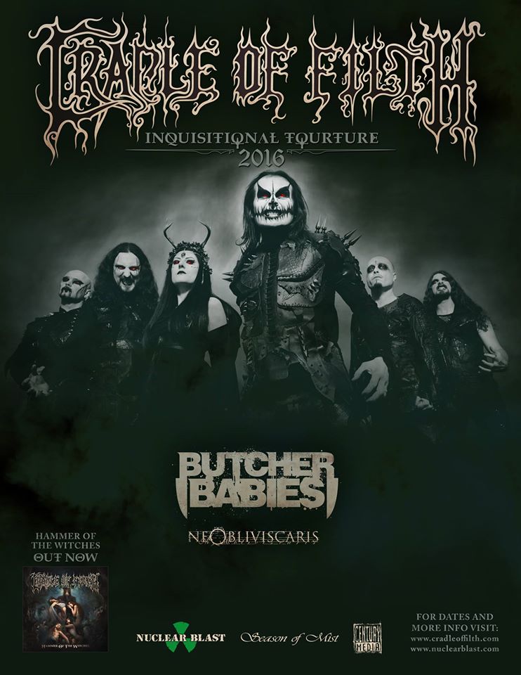 Cradle Of Filth, Butcher Babies, Ne Obliviscaris @ Live at Rickshaw  Feb 24 2016 - May 9th @ Live at Rickshaw 