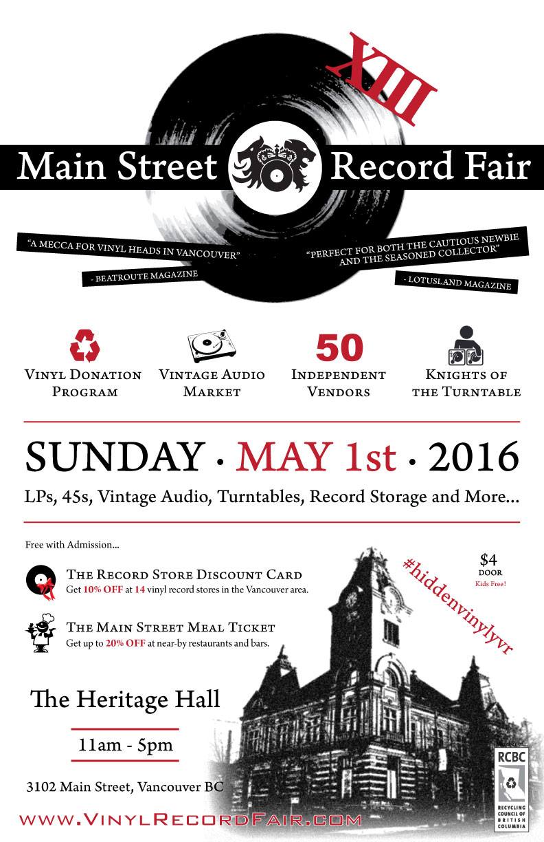 MAIN STREET RECORD FAIR XIII @ Heritage Hall May 1 2016 - May 7th @ Heritage Hall