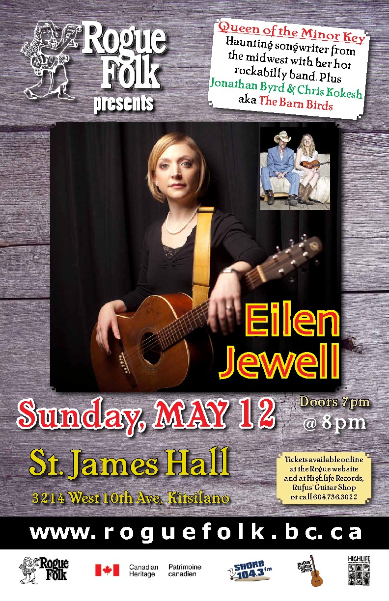 EILEN JEWELL, The Barn Birds @ St. James Community Hall May 12 2013 - Jun 9th @ St. James Community Hall