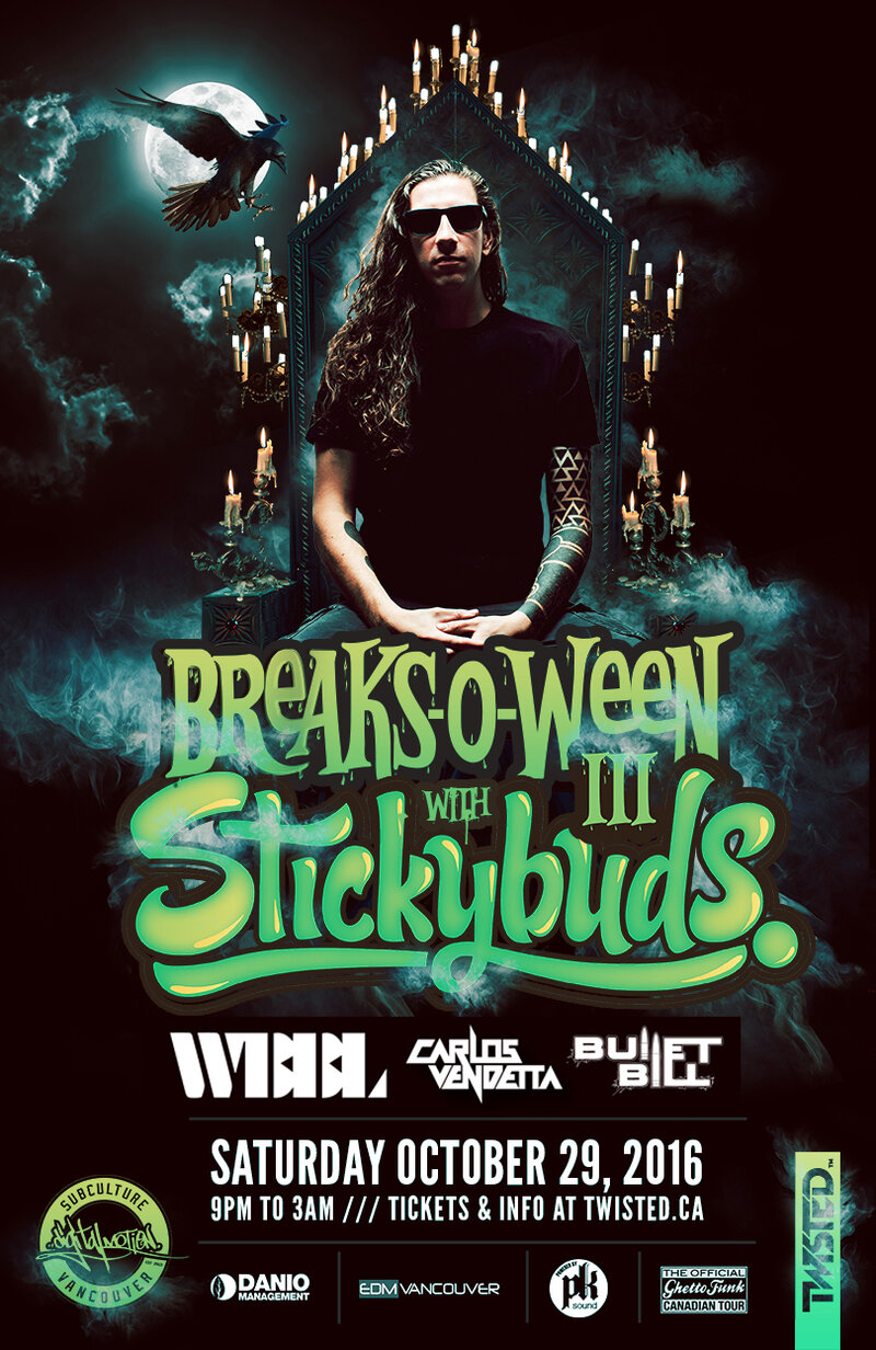Breaks-O-Ween 3 w/: STICKYBUDS, WBBL , Carlos Vendetta, Bullet Bill  @ The Red Room Oct 29 2016 - Jun 24th @ The Red Room