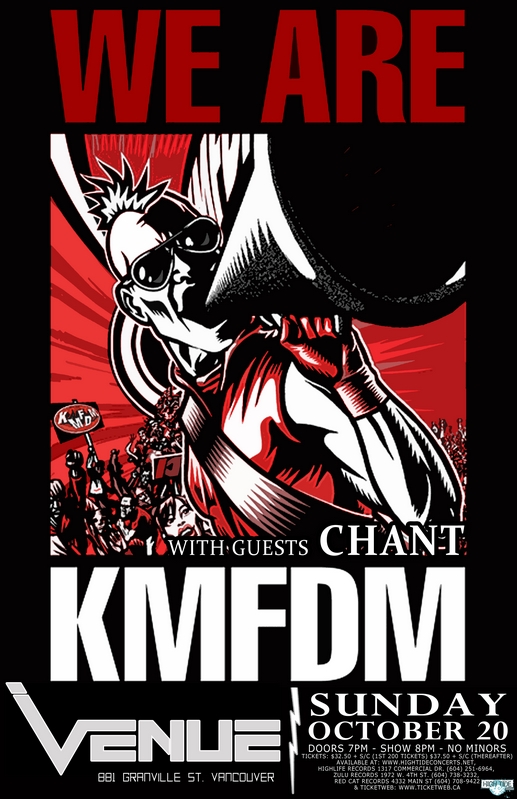 Ultra-Heavy Beat Masters from Germany: KMFDM, Chant @ Venue Oct 20 2013 - May 1st @ Venue