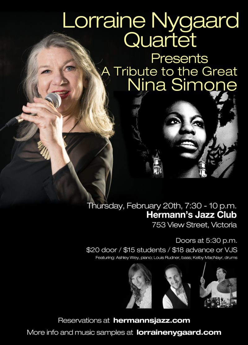 Lorraine Nygaard Quartet: Tribute to the Great Nina Simone - May 8th @ Hermann's Jazz Club