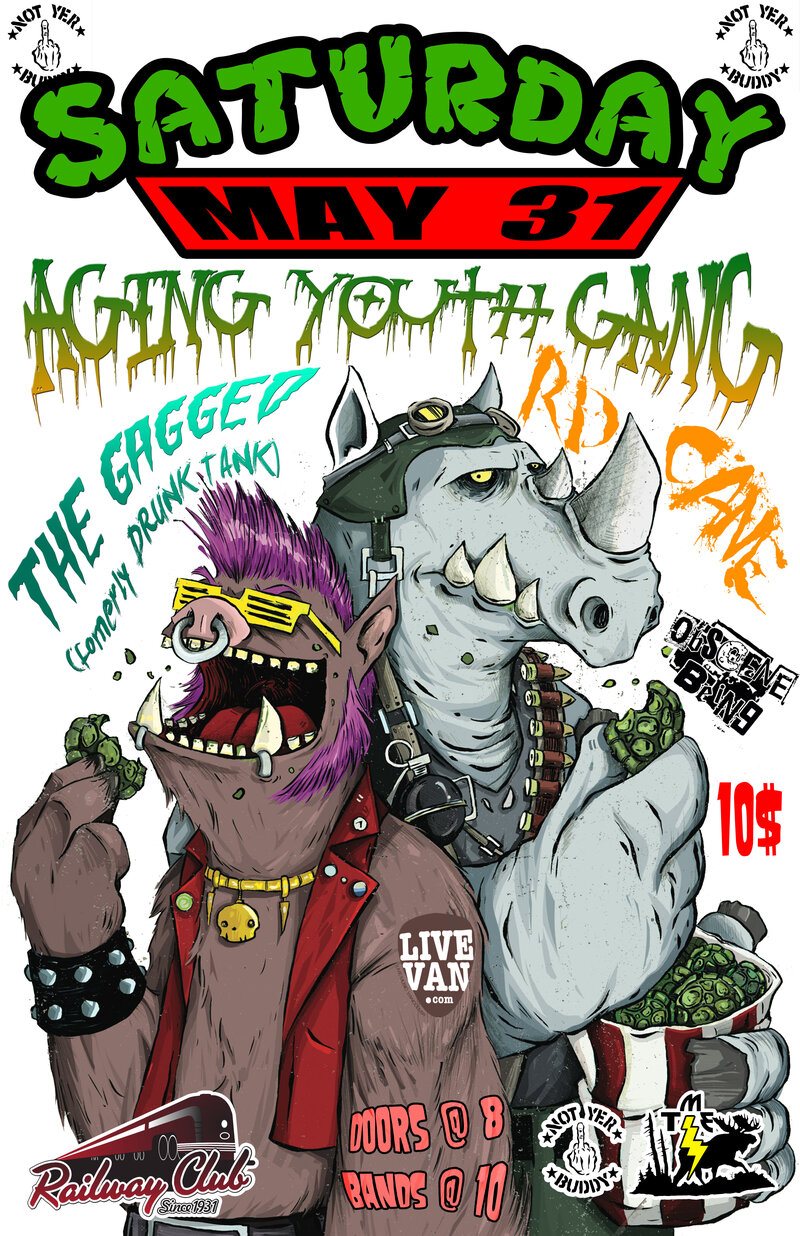 Aging Youth Gang, The Gagged, RD Cane, Obscene Being @ Railway Club May 31 2014 - May 6th @ Railway Club
