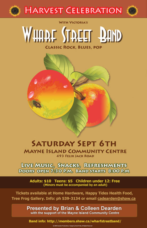 Harvest Celebration: Wharf Street Band @ Mayne Island Community Centre Sep 6 2008 - May 8th @ Mayne Island Community Centre