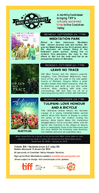 Reel Alternatives @ Cowichan Performing Arts Centre Sep 24 2018 - Jun 3rd @ Cowichan Performing Arts Centre