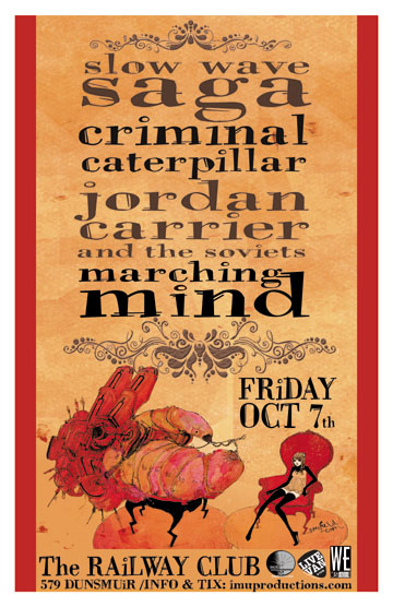 SLOW WAVE SAGA, Criminal Caterpillar, Jordan Carrier and the Soviets, Marching Mind @ Railway Club Oct 7 2011 - May 8th @ Railway Club