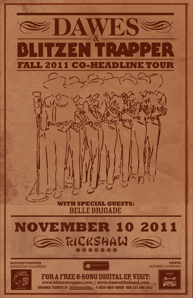 double bill: Dawes, Blitzen Trapper, The Belle Brigade @ Rickshaw Theatre Nov 10 2011 - May 6th @ Rickshaw Theatre