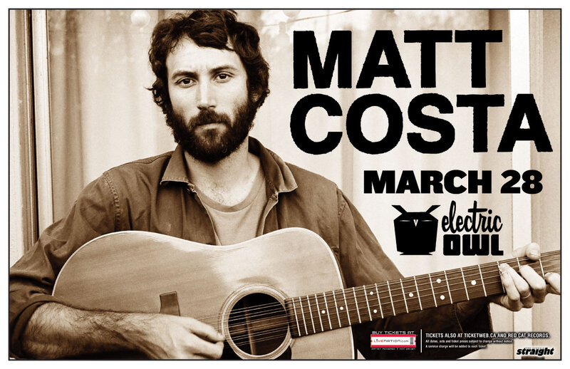 Matt Costa, Carly Ritter @ Electric Owl Mar 28 2013 - May 6th @ Electric Owl