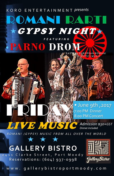 Romani Rarti-Gypsy Night: Parno Drom @ Gallery Bistro Jun 9 2017 - May 20th @ Gallery Bistro