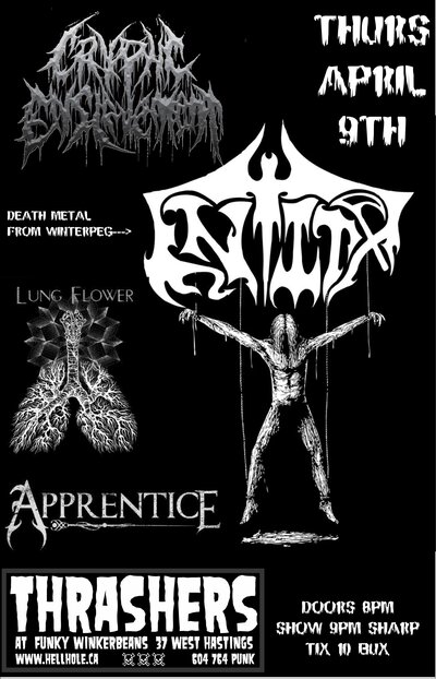 Cryptic Enslavement, Entity, Lungflower, Apprentice @ Funky Winker Beans Dec 31 1969 - May 16th @ Funky Winker Beans