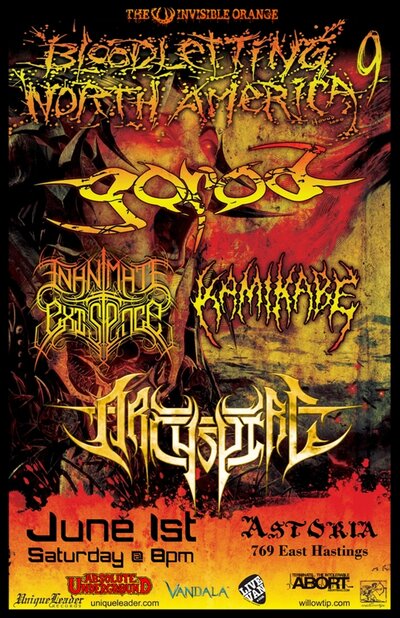 GOROD, Archspire, Inanimate Existence, The Nautilus @ The Astoria  Jun 1 2013 - May 10th @ The Astoria 