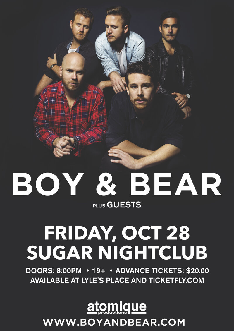Boy & Bear,  Cobi @ Capital Ballroom Oct 28 2016 - Jun 7th @ Capital Ballroom