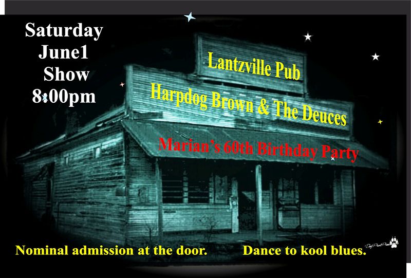Marian's 60th Birthday Party: Harpdpg Brown & The Deuces  @ Lantzville Pub Jun 1 2013 - May 1st @ Lantzville Pub