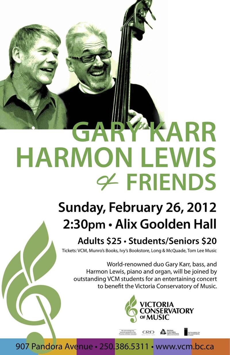 Gary Karr & Harmon Lewis and friends: Gary Karr, Harmon Lewis @ Alix Goolden Performance Hall Feb 26 2012 - May 20th @ Alix Goolden Performance Hall