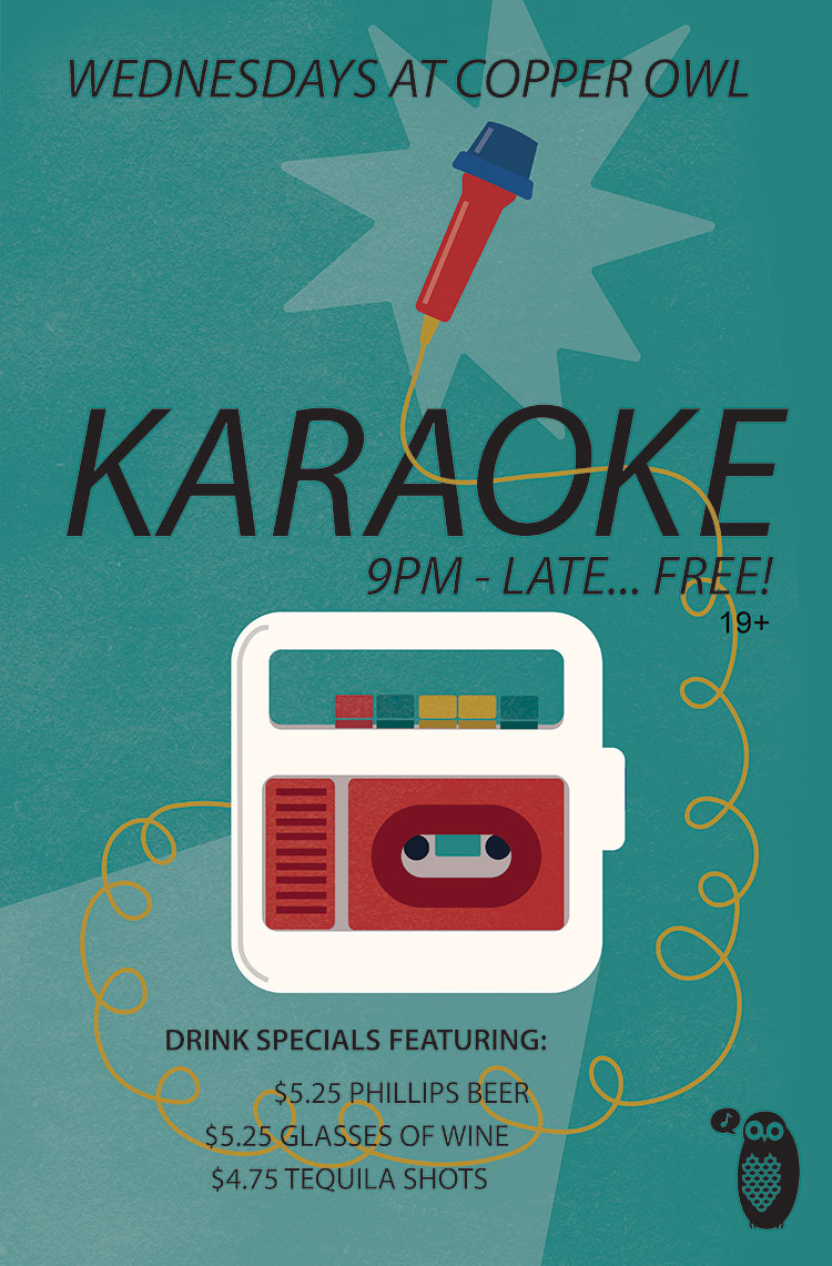 Karaoke Wednesdays: feat. you yah rockstar! @ Copper Owl Dec 6 2017 - Jun 7th @ Copper Owl
