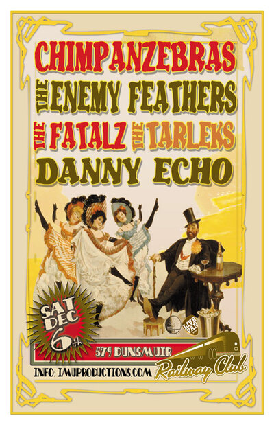 The Chimpanzebras, The Enemy Feathers, The Fatalz, The TARLEKS, Danny Echo @ Railway Club Dec 6 2014 - May 8th @ Railway Club